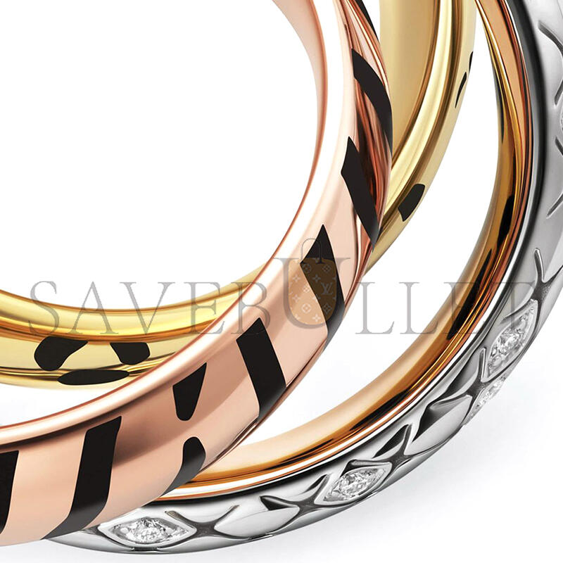 ca*t1er lacquered gold and semi-pavÉd D1am0nd trinity ring crb4241700